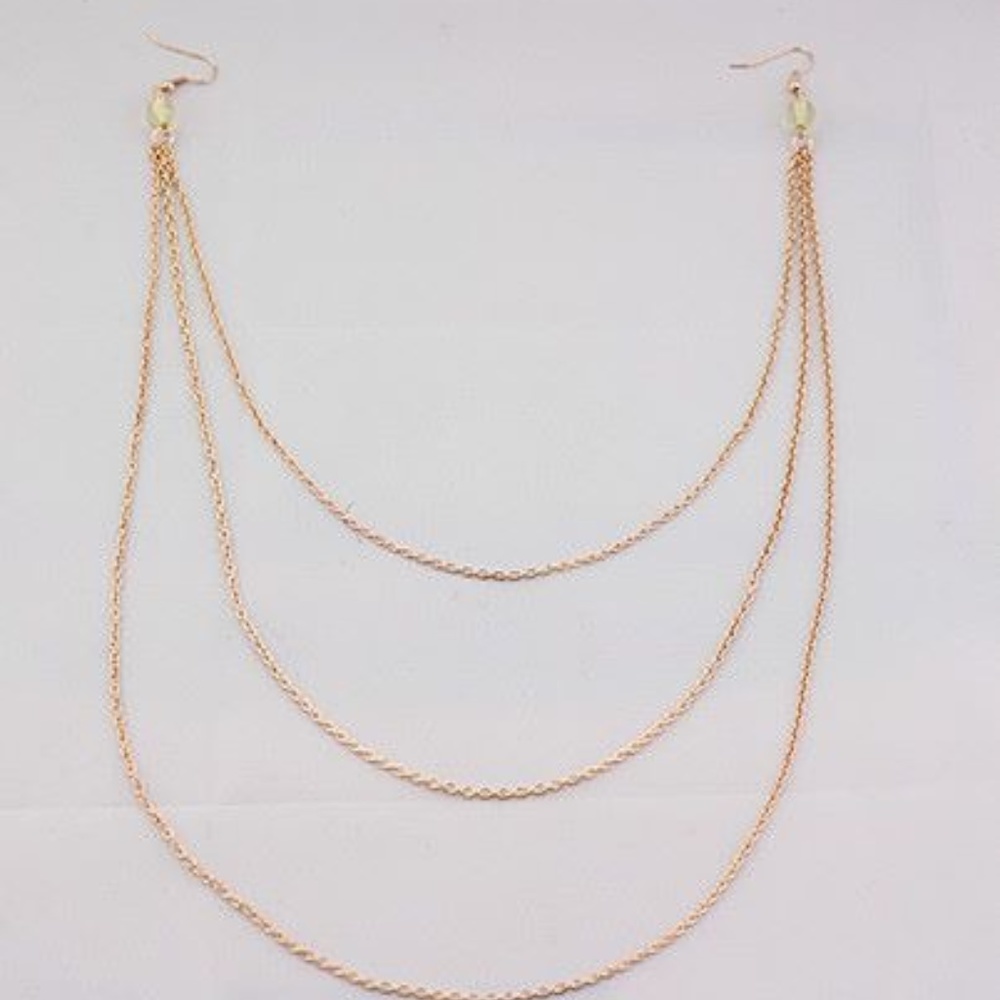 Gold Metal Chain Fringe Tassel Acrylic Bead Dangle